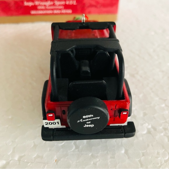 Hallmark 60th Anniversary Jeep Wrangler Sport 4.0 L Red 2001 Christmas Ornament - Picture 10 of 11
